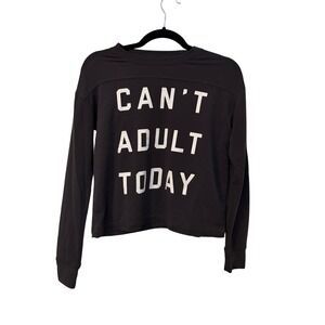 Fifth Sun Cant Adult Today Graphic Long Sleeve Top Charcoal Grey XS